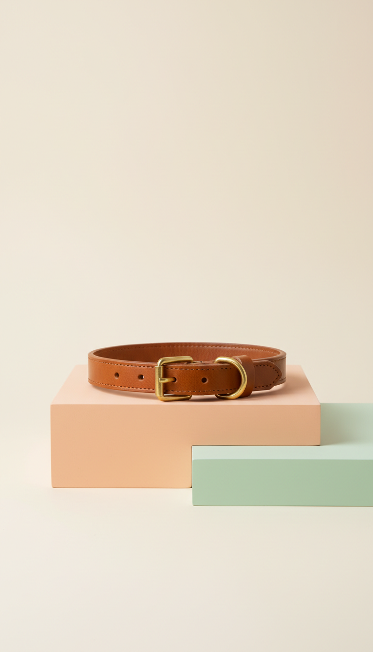 Caramel Leather Dog Collar